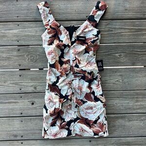 NWT Floral Chocolate Brown Express Dress Size Small Forest Chic Feminine